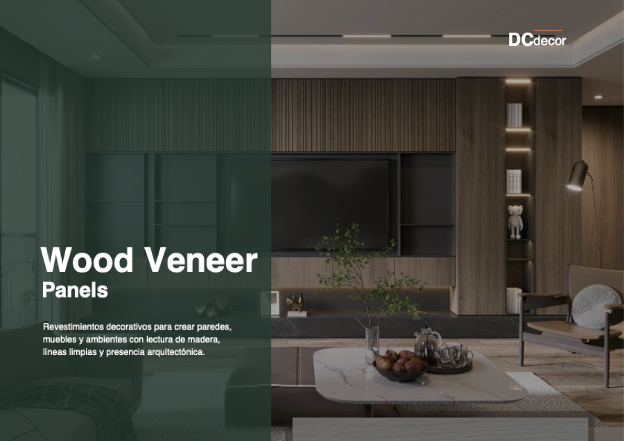 Portada del catálogo de Wood Veneer Panels DC Decor